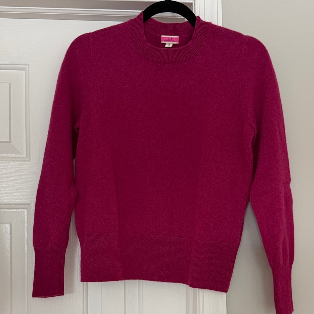 J. Crew Fushia Pink Crew Neck Sweater - 100% Cashmere